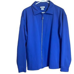 •DISTINCT•ROYAL BLUE DIAMOND STUD FULL  ZIPPER JACKET/SWEATER. SIZE LARGE